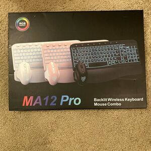 MA12 Pro RGB Backlit Wireless Keyboard Mouse Combo - White